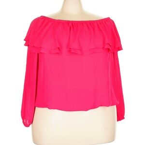 Michael Kors Vibrant Pink Ruffle Blouse 0X